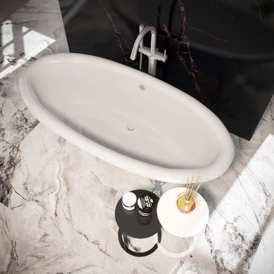 Ванна отдельностоящая глянцевая Amidicon Olimpia 180x90 белая из литого камня серебряные ножки OLIMPIA_180_nizhk-s_HL, Белый