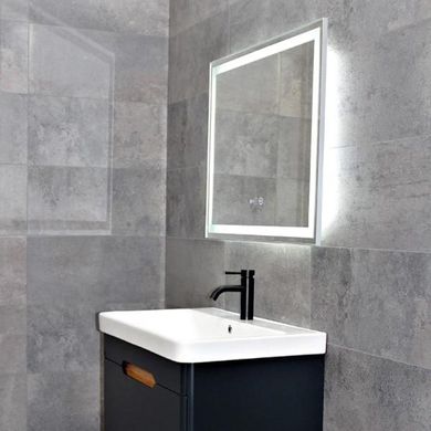 Зеркало Dusel DE-M0061S1 Silver 75x100 см с часами, Серый