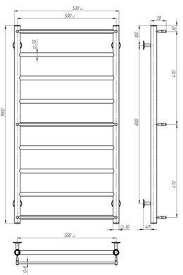 Электрический полотенцесушитель Deffi Ladder П9 500x1000 нержавеющая сталь JD03 правое подключение черный C.LK.100.50.9.E.B.R.1