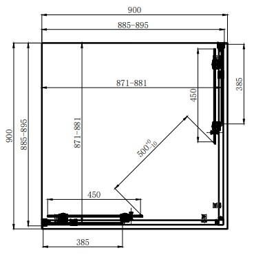 Душова кабіна Dusel DSL194 Chrome 900x900x1900, Хром, Універсальна, прозорий, хром, 90x90