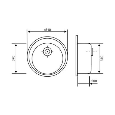 Кухонная мойка Lidz D510/200 BLA-03 (LIDZBLA03D510200), Черный