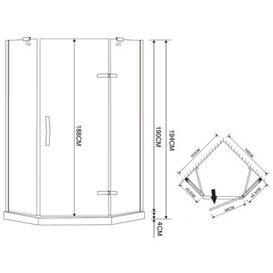 Душова кабіна Eger Stefani 100x100 на низькому піддоні 599-535-100, Хром, прозорий, хром