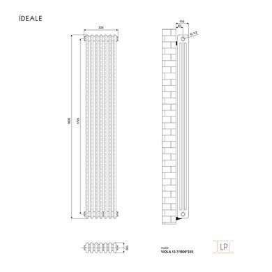 Радиатор дизайнерский Ideale Viola 13 7/1800/335 черный, Черный