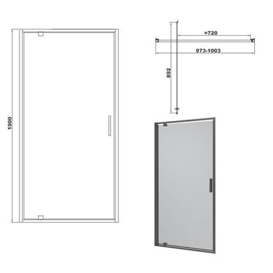 Душевая дверь в нишу Devit Art 100 см FEN3440B , прозрачный, Черный матовый