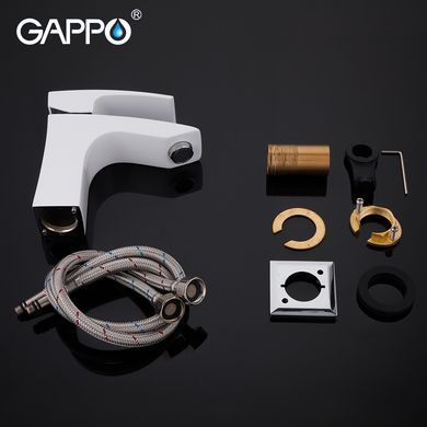G1007-7 Змішувач для умивальника гайка білий/хром &Oslash;35 Gappo Jacob 1/8, Білий