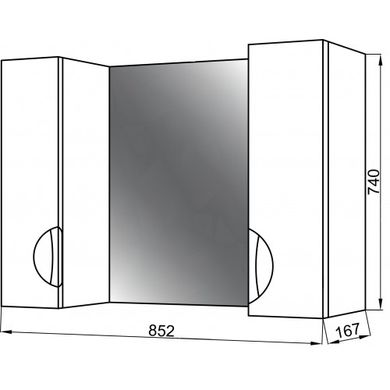 Дзеркальна шафа Юввіс Оскар Z-11 з дзеркалом 85 см 301401, Білий, Білий