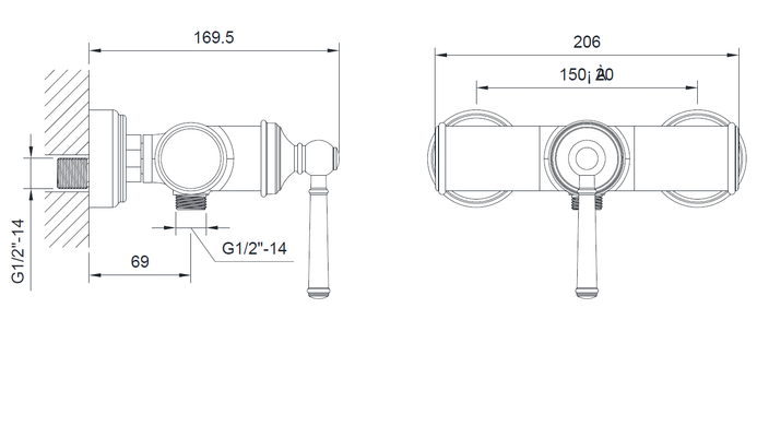 Змішувач для душу Imprese Hydrant ZMK031806080, Хром матовый