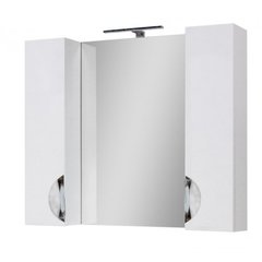 Зеркальный шкаф Юввис Оскар Z-11 с зеркалом 85 см и подсветкой , Белый, Белый
