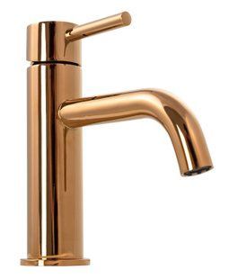Змішувач для умивальника Rea Lungo rose gold low рожеве золото низький REA-B4500, Теплый закат