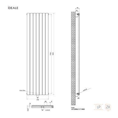 Радиатор дизайнерский Ideale Vittoria 11 7/1800/476 антрацит, Антрацит