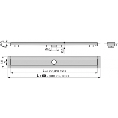 Водосточный желоб 950 мм Alcaplast APZ13-950