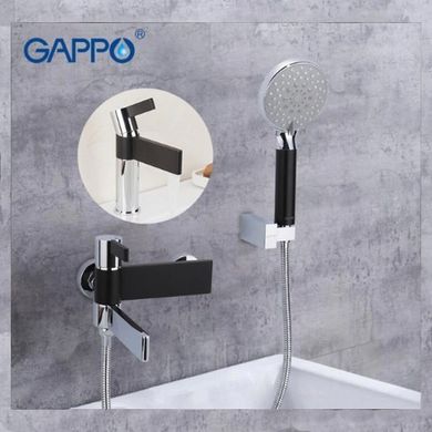 Смеситель для ванны короткий гусак черный/хром Ø35 Gappo Atlantic 1/4 G3281, Черный матовый