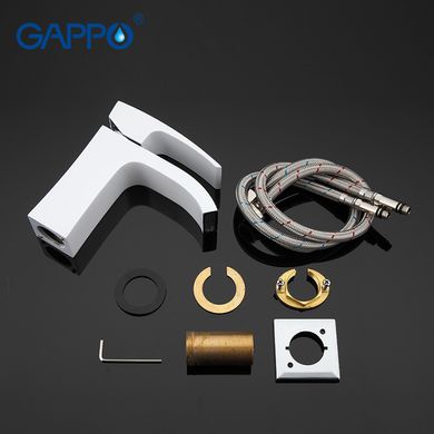 G1007-8 Змішувач для умивальника плоский гайка білий/хром Ø35 Gappo Jacob 1/8, Білий