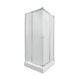 Набор: Qtap душевая кабина Presto CRM1099SP5 Pear 1970x900x900 мм + поддон Tern 309912C 90x90x12 см с сифоном, Хром, Универсальная, матовый