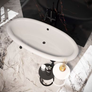 Ванна окремостояча глянцева Amidicon Olimpia 180x90 біла з литого каменю чорні ніжки OLIMPIA_180_nizhk-bl_HL, Білий