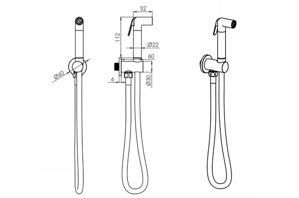 Гігієнічний душ Volle Cante de la noche SET20240413, Чорний матовий