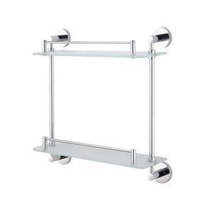 Полиця подвійна пряма 38.5x12x39.5 см скло матове Stella Classic хром 07.842, Хром