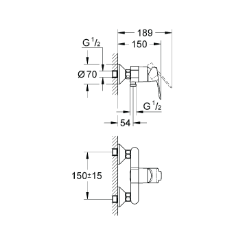 Змішувач для душу Grohe Bau Edge 23333000, Хром