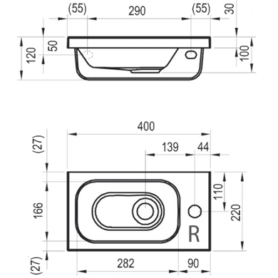 Умывальник Ravak Chrome R 40x22 XJGP1100000, Белый