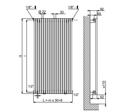 Радиатор отопления Cordivari Alice 22 белый 180x51 AL2217180V01R01A, Белый