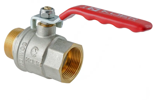 Кран шаровый ГШВ Koer Extreme KE.215-40 - 1 1/2" FM ручка "рычаг" красная KR5754