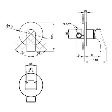 Смеситель скрытого монтажа Qtap Milada 6027107OC, Хром