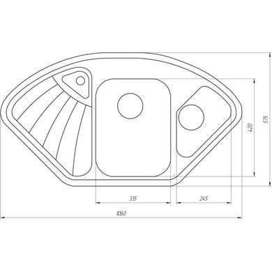 Гранітна мийка Globus Lux Averno сiрий камiнь 1060x575мм-А0005 000007650, Сірий