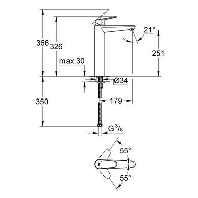 Смеситель для умывальника Grohe Eurodisc Cosmopolitan 23432000, Хром