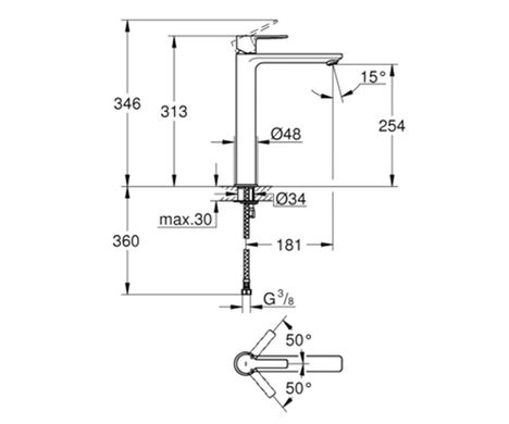 Смеситель для умывальника Grohe Lineare 23405001, Хром