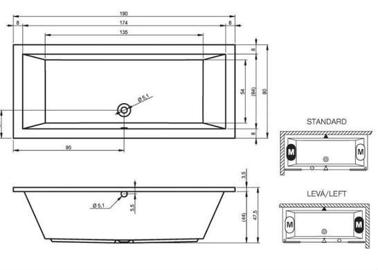 Ванна акриловая Riho Lusso 190x80 BA5900500000000