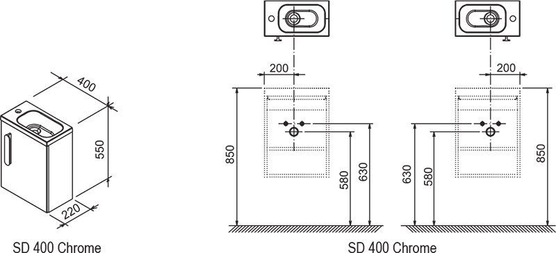 Тумба под умывальник Ravak SD 400 Chrome белая X000000538