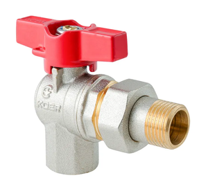Кран з американкою кутовий Koer Extreme KE.228-15 - 1/2" ручка "метелик" червона KR5763