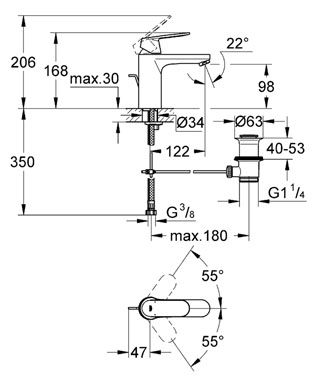 Змішувач для умивальника Grohe Eurosmart Cosmopolitan 23325000, Хром