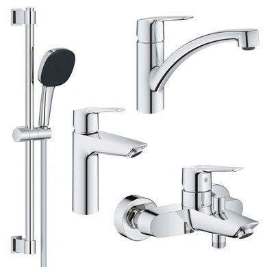 Набір змішувачів 4 в 1 для ванної кімнати та кухні Grohe QuickFix Start M-Size UA202301KE, Хром