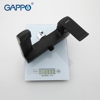 Смеситель для ванны короткий литой гусак черный Ø35 Gappo Aventador 1/8 G3250, Черный матовый