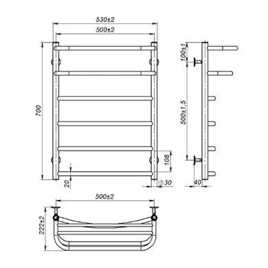 Рушникосушка водяна OnlyHeat Elios 500/700/6, Хром