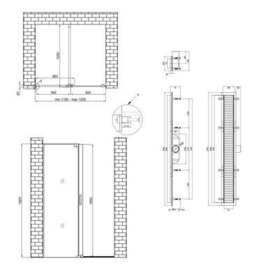 Готове рішення Qtap 15: Стіна Walk-In Glide, 120x190 + Лінійний трап 800 мм, Універсальна, прозорий