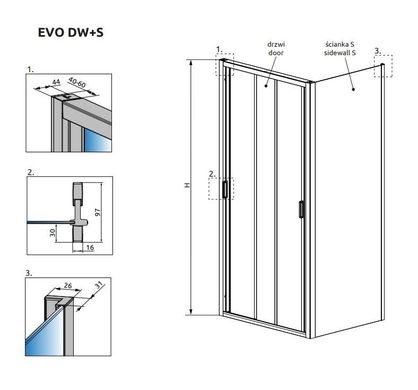 Душевая кабина Radaway Evo DW+S 80x90x200 335080-01-01 + 336090-01-01