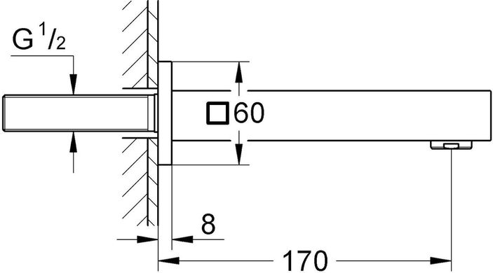 Вилив для ванни Grohe Eurocube 13303000, Хром