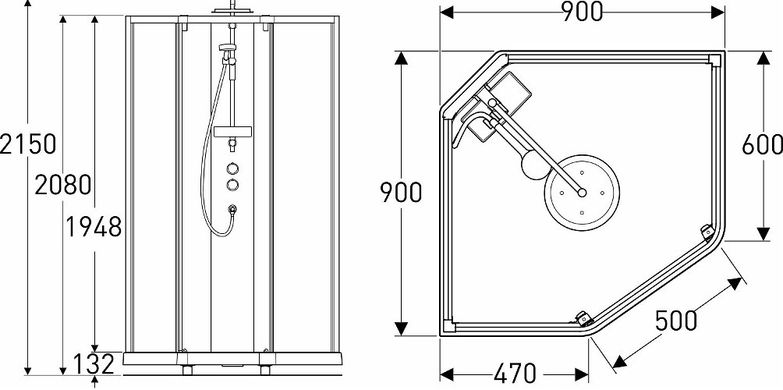 Душова кабіна Ido Showerama 10-5 90x90 558.113.00.1, Білий, прозорий, білий