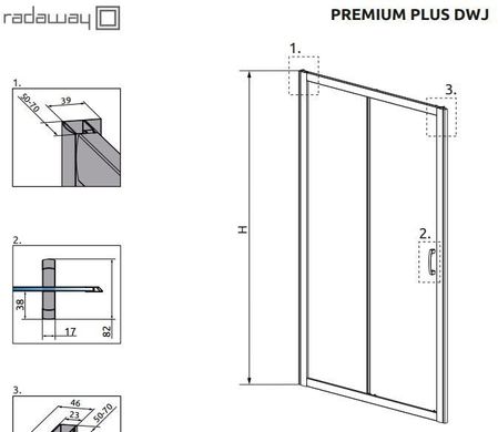 Душові двері Radaway Premium Plus DWJ 140 см скло прозоре 33323-01-01N