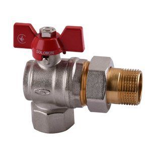 Кран шаровый угловой с американкой Solomon 1&Prime; усиленный B1043