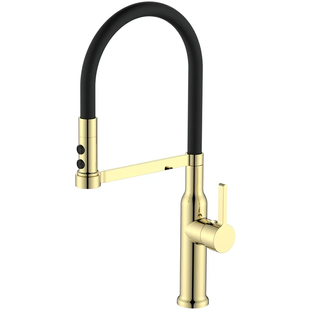 Смеситель для кухни Mixxus Premium Pull 017 brushed gold refl.black MI8280, Золотой