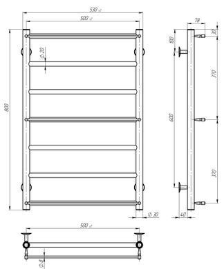 Електрична рушникосушка Deffi Ladder П7 500x800 нержавіюча сталь WD03 праве підключення білий C.LK.80.50.7.E.W.R.3
