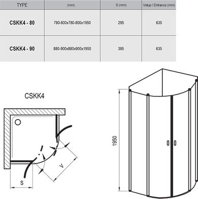 Душова кабіна Ravak Chrome CSKK4-80 transparent 3Q140C00Z1