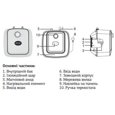 Водонагрівач "Під мийку" Mixxus EWH-0606 Small Under накопичувальний 6 л, мокрий тен 1,5 kW WH0006