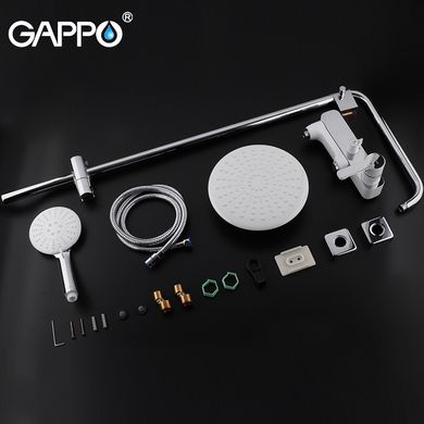 Душова система Gappo G2402-8, вилив - перемикач на лійку, білий/хром, Хром