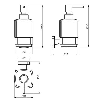 Дозатор для жидкого мыла Volle Teo матовое стекло/хром 15-88-421, Хром