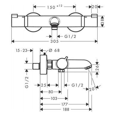 Термостат для ванны Hansgrohe Ecostat 13114670, Черный матовый