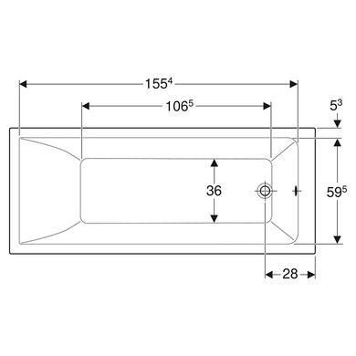 Ванна акриловая Geberit Selnova Square 170x70 554.384.01.1 + ножки, Белый